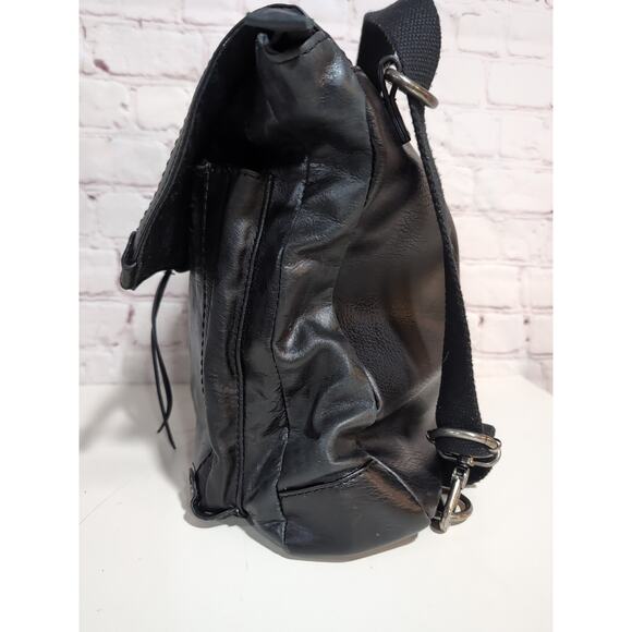 THE Sak Ventura Convertible Strap Backpack Black Leather Canvas Studs 2 straps - Picture 5 of 16